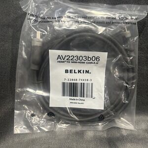 Belkin 6 ft HDMI‎ to Mini-HDMI HDMI-Mini Male Cable AV22303b06 NEW in Sealed Bag